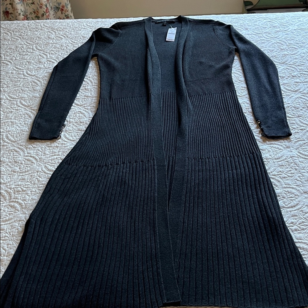 White House Black Market Black Ribbed Cardigan